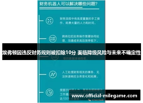 埃弗顿因违反财务规则被扣除10分 面临降级风险与未来不确定性 埃弗顿因违反财务规则被扣除10分 面临降级风险与未来不确定性